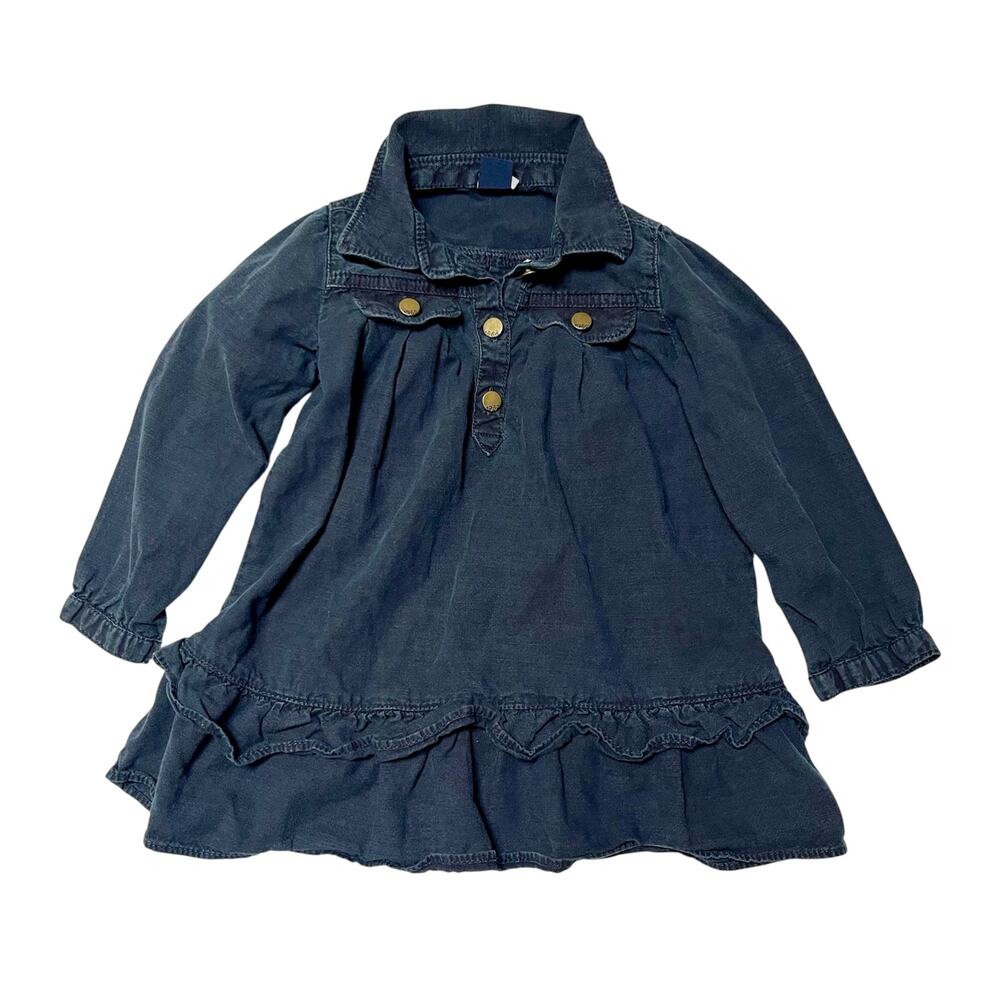 Baby Gap Denim Ruffle Bottom Dress Size 2